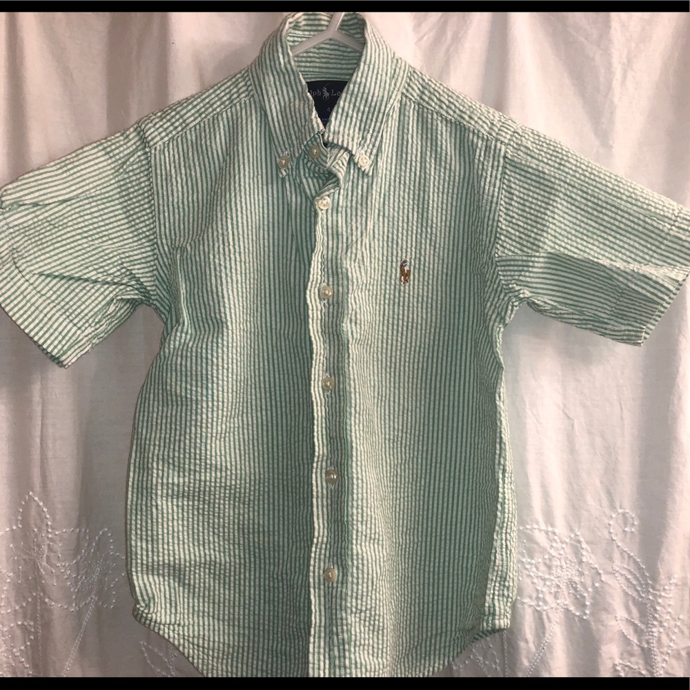 Ralph Lauren Seersucker Green Button Down Shirt
